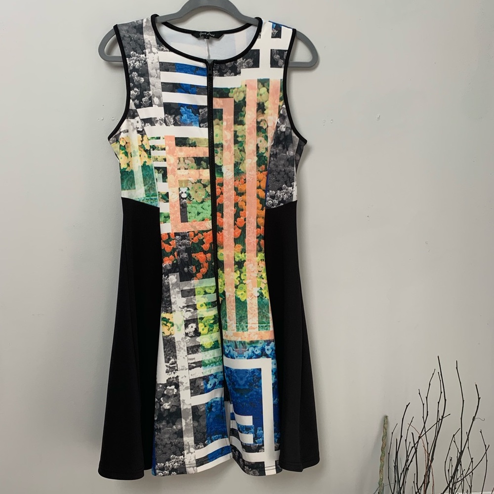 Just Love Floral Sleeveless Front Zipper dress